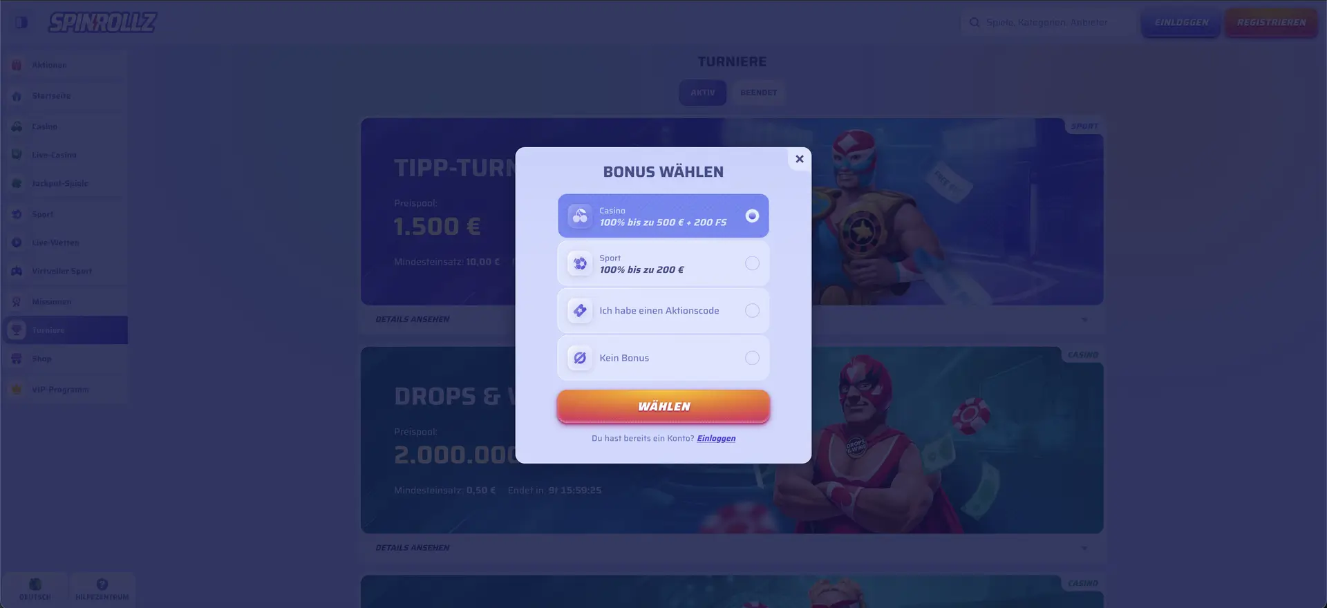 Spinrollz Bonus Selection