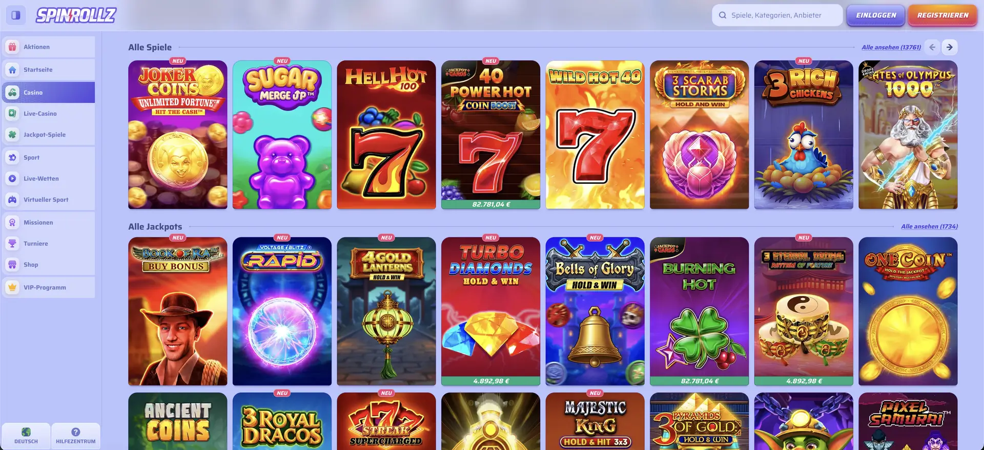 Spinrollz Jackpot Games