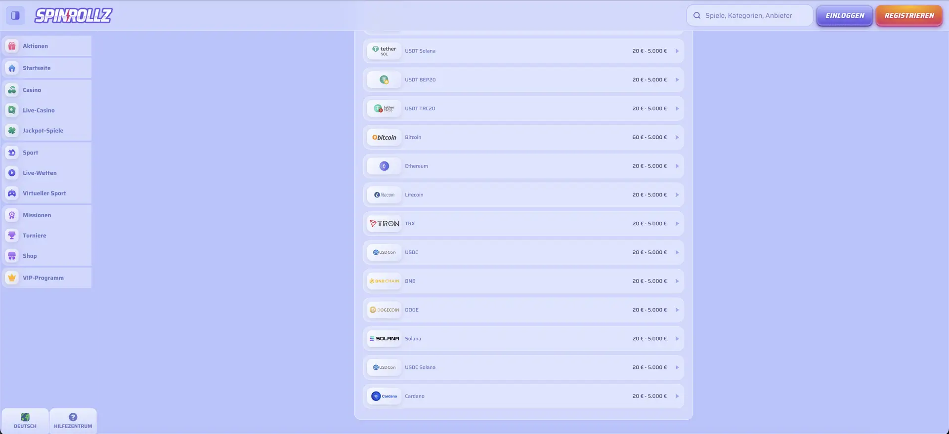 Spinrollz Payments Withdrawal Crypto