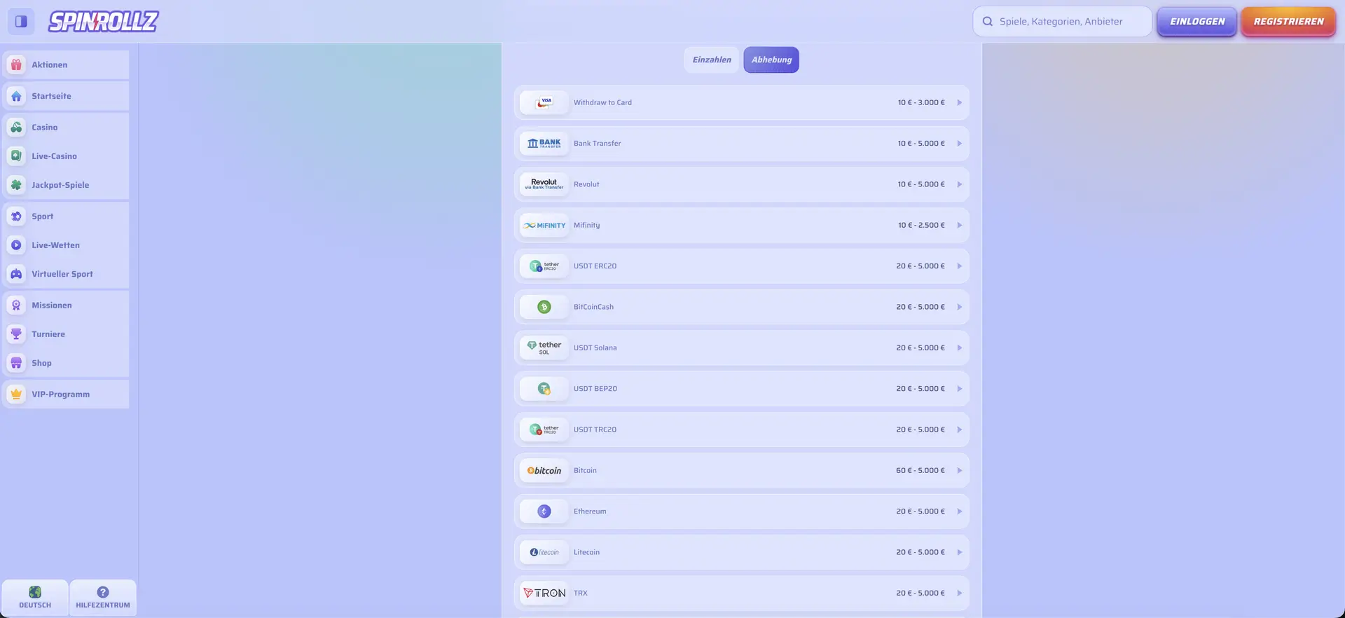 Spinrollz Payments Withdrawal